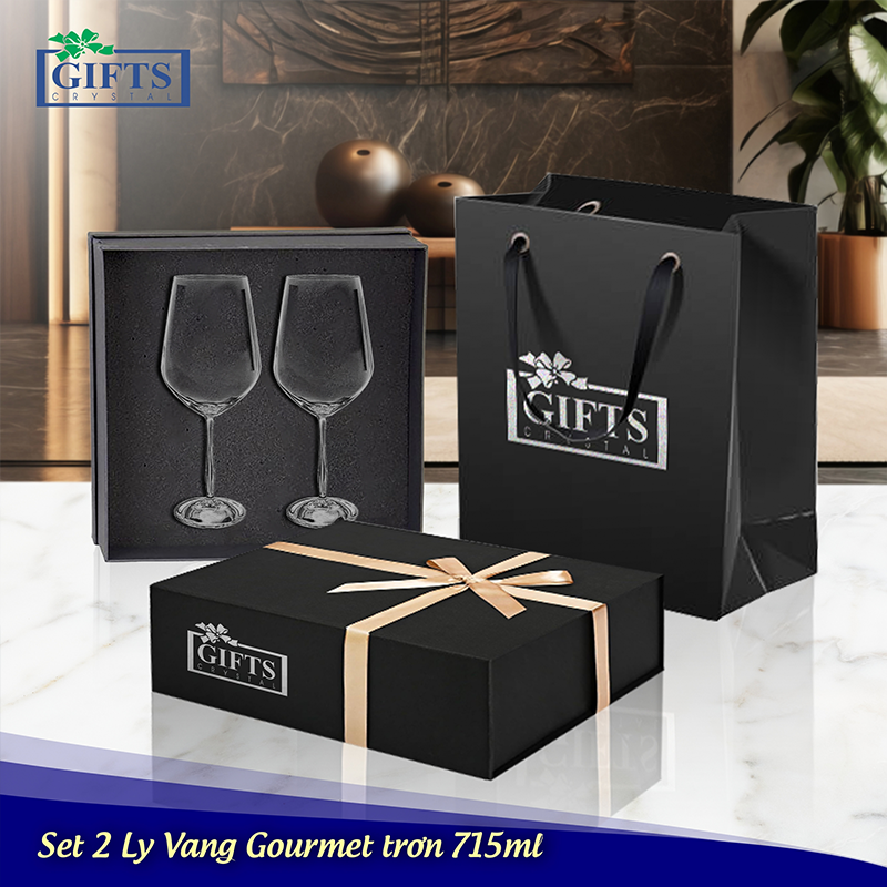 Set 2 Ly Vang Gourmet 715ml | Crystal Bohemia