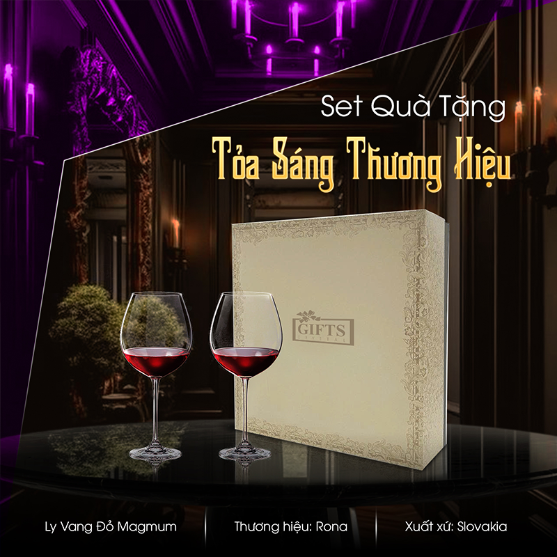 Set 2 Ly Vang Đỏ Magnum 650ml | Rona - Slovakia