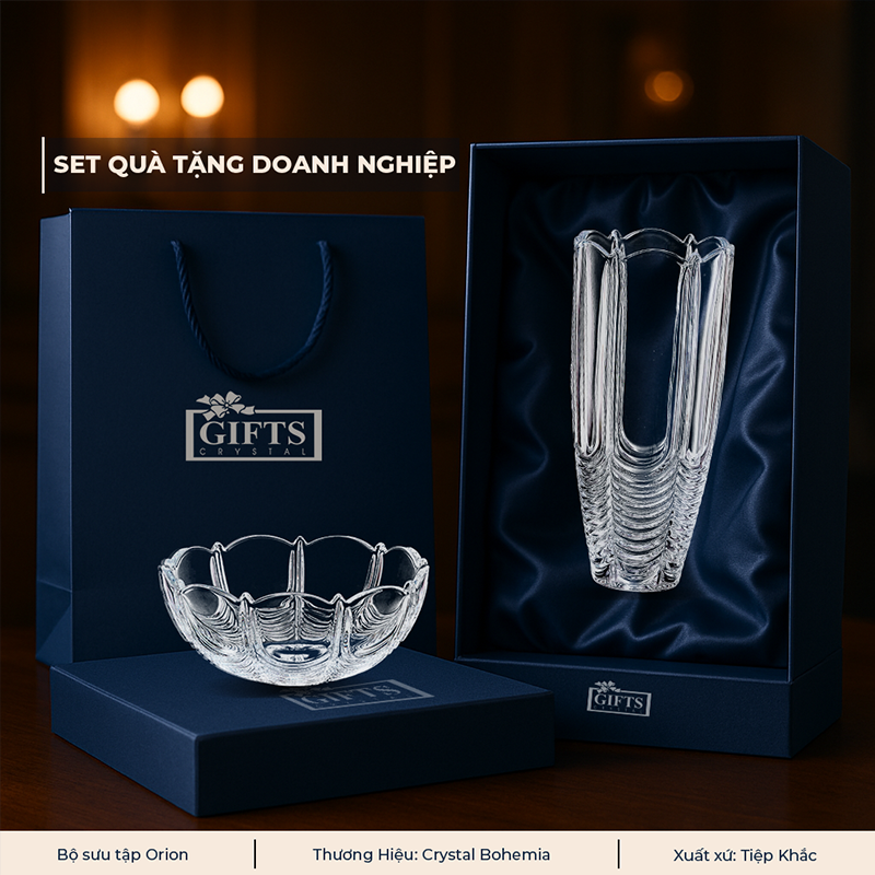 Set Bình Hoa Pha Lê và Âu Pha Lê Orion | Crystal Bohemia