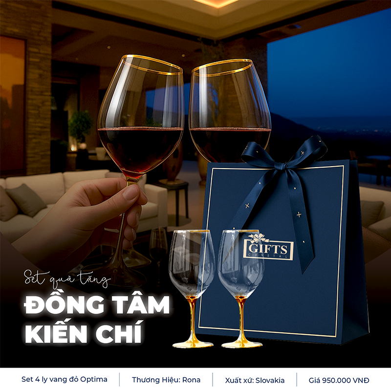Set 2 Ly Vang Optima 360ml Vẽ Vàng | Rona Slovakia
