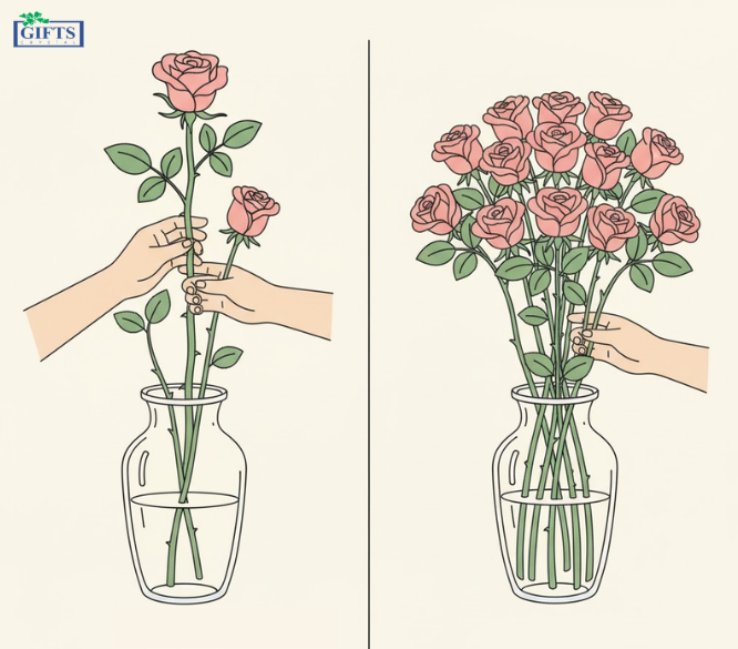 cắm hoa hồng theo bố cục trụ đứng